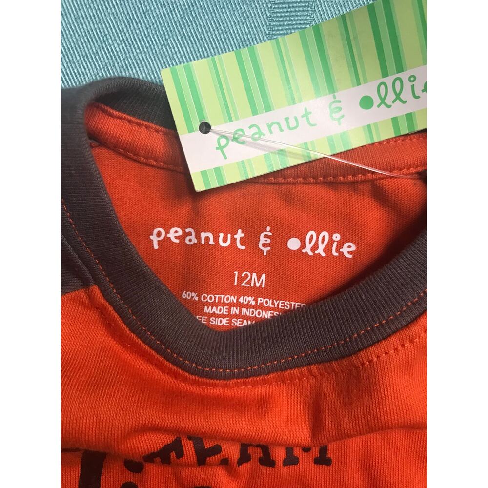 Peanut and Ollie Long Sleeve Shirt Orange Gray Team Tigers Raglan 12M - Picture 2 of 2